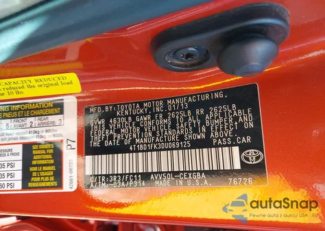 2013 Toyota Camry Hybrid Xle from USA, damaged, VIN 4T1BD1FK3DU069125